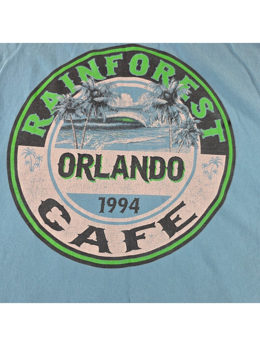 Vintage Rainforest Cafe Orlando Men's Large Blue Vintage Graphic T-Shirt 1994